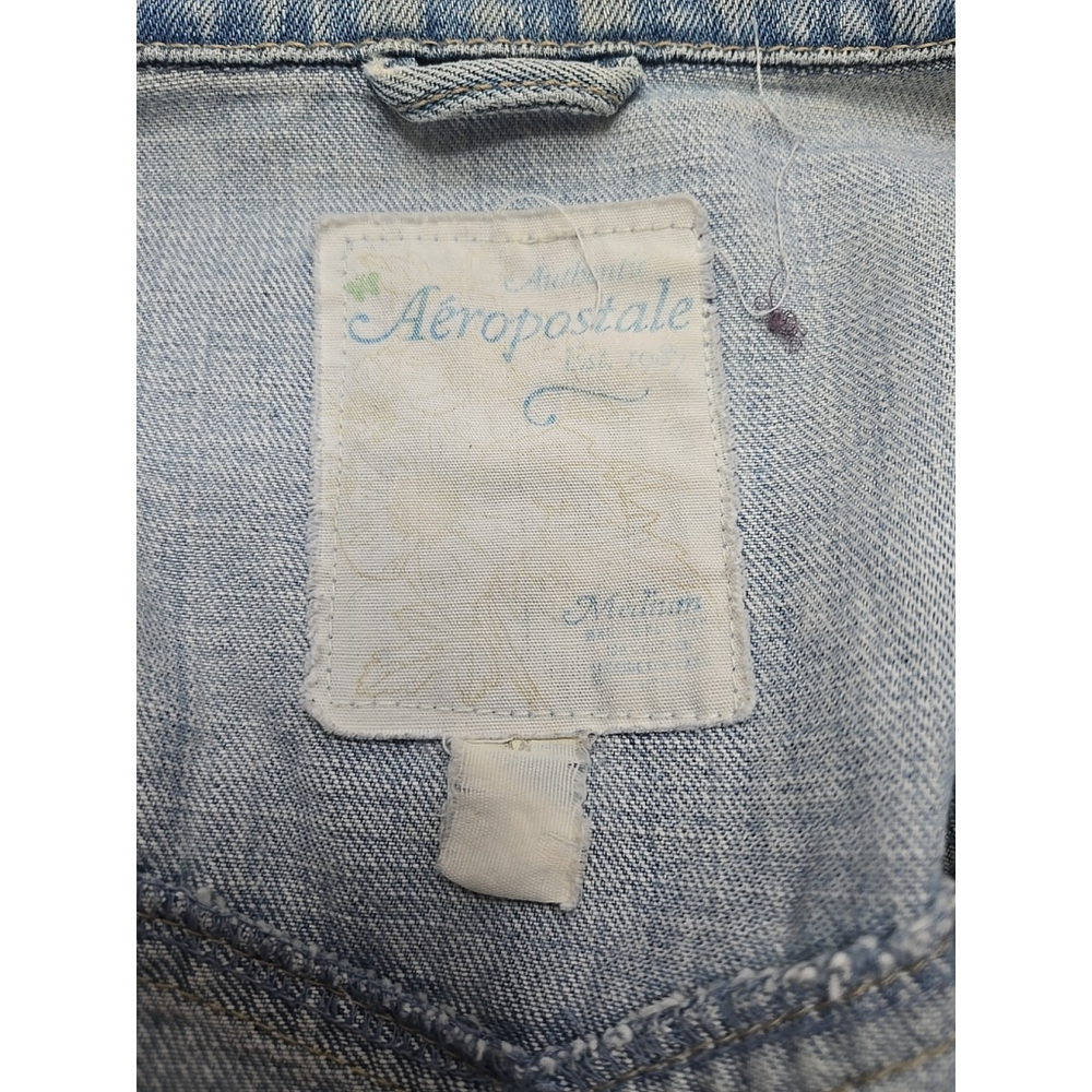Vintage Aeropostale Cropped Denim Jacket Medium Light Wash Y2K Trucker - Picture 4 of 11